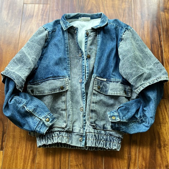 VINTAGE 80’S GUESS DENIM JACKET MEDIUM TWO TONE - Picture 11 of 12